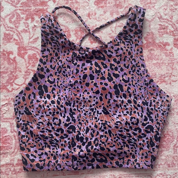 JoyLab Tops - JoyLab Purple Leopard Print Sports Bra